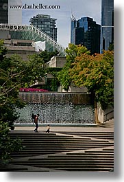 canada, fountains, stairs, vancouver, vertical, photograph