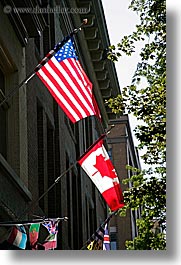 canada, flags, united states, vancouver, vertical, photograph