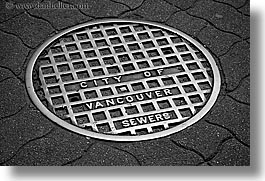 black and white, canada, horizontal, manholes, vancouver, photograph