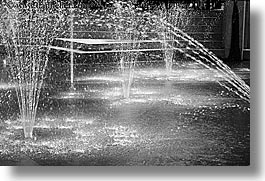 black and white, canada, horizontal, sprinklers, vancouver, water, photograph