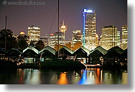 boats, canada, cityscapes, horizontal, long exposure, nite, vancouver, water, photograph