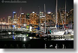 boats, canada, cityscapes, horizontal, long exposure, nite, vancouver, photograph