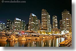 boats, canada, cityscapes, horizontal, long exposure, nite, vancouver, water, photograph