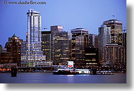 canada, cityscapes, dusk, horizontal, nite, slow exposure, vancouver, water, photograph
