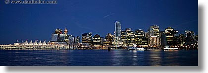 canada, cityscapes, horizontal, nite, panoramic, slow exposure, vancouver, water, photograph