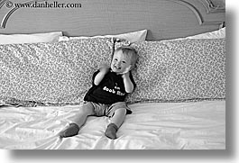 babies, beds, black and white, canada, horizontal, jacks, people, playing, vancouver, photograph
