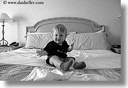 babies, beds, black and white, canada, horizontal, jacks, people, playing, vancouver, photograph