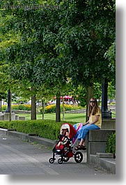 babies, canada, jack and jill, jacks, mothers, paths, people, stroller, trees, vancouver, vertical, photograph