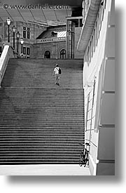 austria, black and white, europe, stairs, streets, vertical, vienna, walkers, photograph
