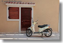 cres, croatia, doors, europe, horizontal, moped, windows, photograph