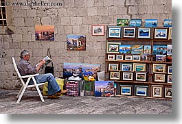 arts, croatia, dubrovnik, europe, horizontal, men, paintings, vendors, photograph