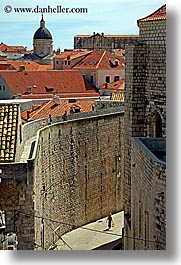 city wall, croatia, dubrovnik, europe, fortress, rooftops, stones, vertical, walk, walls, photograph