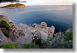 cafes, cliff cafe, cliffs, croatia, dubrovnik, europe, horizontal, islands, ocean, people, photograph
