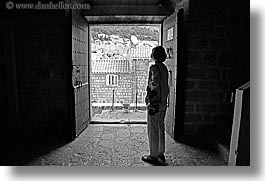 black and white, croatia, doors, doors & windows, dubrovnik, europe, horizontal, silhouettes, photograph