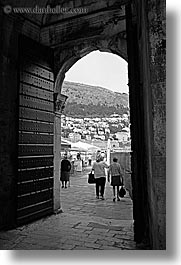 archways, black and white, croatia, doors, doors & windows, dubrovnik, europe, open, vertical, photograph
