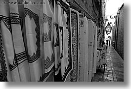 black and white, croatia, croatian, dubrovnik, europe, fabrics, horizontal, textiles, photograph