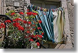 croatia, dubrovnik, europe, flowers, horizontal, laundry, roses, photograph