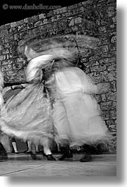 black and white, couples, croatia, dance, dancing, dubrovnik, europe, folk dancing, people, slow exposure, vertical, photograph
