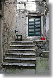 chairs, croatia, doors, dubrovnik, europe, stairs, vertical, photograph