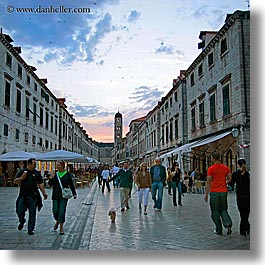 croatia, dubrovnik, europe, people, square format, stradum, streets, sunsets, photograph