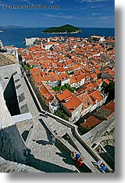 cityscapes, croatia, dubrovnik, europe, overlook, people, town view, townview, vertical, photograph