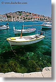 boats, croatia, europe, hvar, ocean, shadows, towns, vertical, water, photograph
