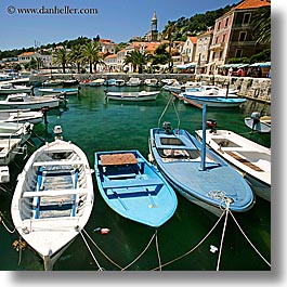 boats, croatia, europe, harbor, hvar, square format, towns, photograph