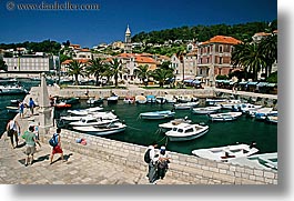 boats, croatia, europe, harbor, horizontal, hvar, people, towns, photograph