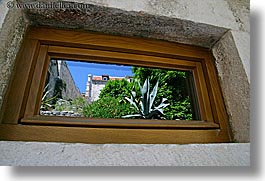 croatia, europe, gardens, horizontal, hvar, reflections, windows, photograph