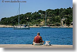 boats, croatia, europe, horizontal, hvar, men, people, watching, photograph