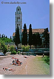 croatia, europe, franciscan, hvar, monastery, monestaries, scenics, sunbathers, vertical, water, photograph