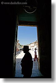croatia, europe, hats, hvar, silhouettes, st stephan cathedral, vertical, womens, photograph