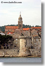 bell towers, cityscapes, croatia, europe, korcula, towns, vertical, walls, photograph