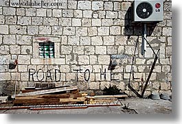 croatia, europe, graffiti, hells, horizontal, korcula, roads, photograph