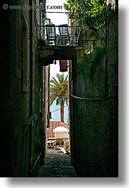 croatia, europe, korcula, narrow, narrow streets, palm trees, vertical, views, photograph
