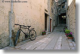 bicycles, croatia, europe, horizontal, korcula, narrow streets, parked, photograph