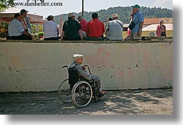 alone, croatia, europe, horizontal, korcula, men, old, people, wheelchair, photograph