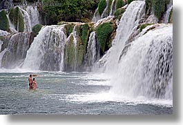 croatia, europe, girls, horizontal, krka, people, swim, swimming, waterfalls, photograph