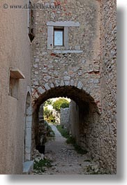 arches, archways, croatia, europe, lubenice, roads, structures, under, vertical, photograph