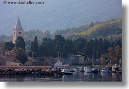 bell towers, coast, croatia, europe, harbor, horizontal, mali losinj, photograph