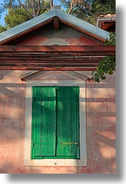 croatia, europe, green, mali losinj, shutters, vertical, windows, photograph