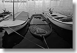 black and white, boats, croatia, europe, horizontal, milna, sinking, water, photograph