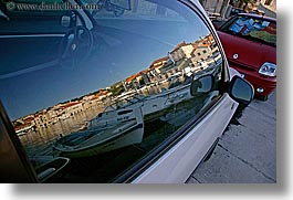 cars, croatia, europe, horizontal, milna, reflections, towns, photograph