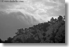 black and white, clouds, croatia, europe, hills, hillside, horizontal, landscapes, nature, rockies, scenics, photograph