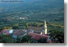 bell towers, buildings, churches, croatia, europe, hills, horizontal, landscapes, motovun, nature, scenics, structures, towers, photograph