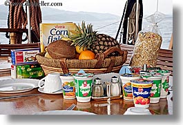 apples, bananas, breakfast, croatia, europe, foods, fruits, horizontal, nostalgija, oranges, pineapple, tables, yogurt, photograph