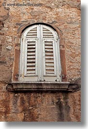 archways, croatia, europe, porec, shutters, structures, vertical, windows, photograph