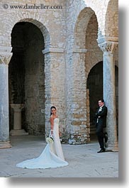archways, brides, couples, croatia, europe, events, groom, men, people, porec, structures, vertical, wedding, womens, photograph
