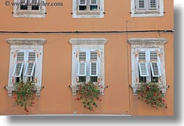croatia, europe, flowers, horizontal, pula, windows, photograph