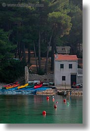 croatia, europe, green, houses, punta kriza, vertical, water, photograph